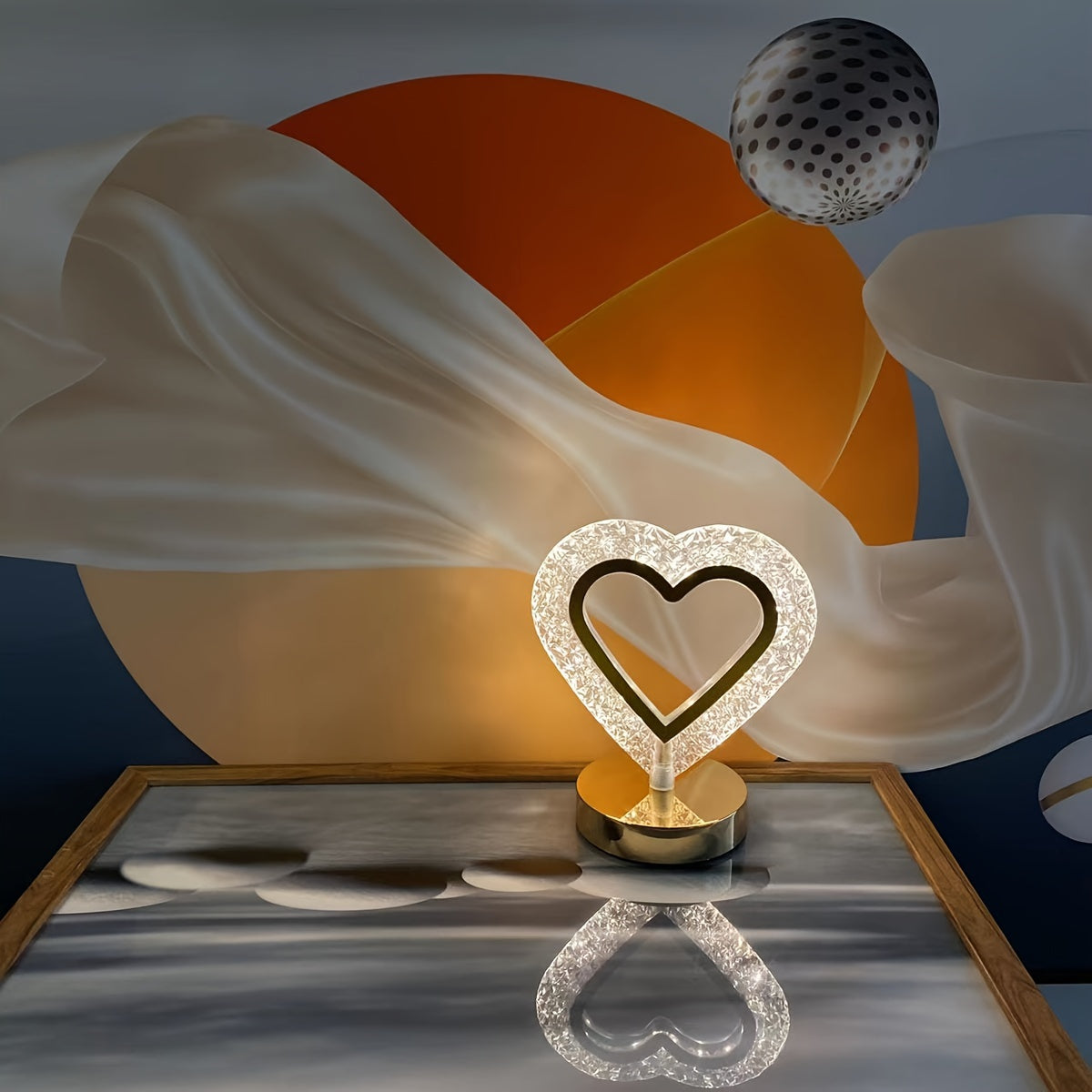 Heart Crystal Dimmable Desk Lamp with Touch Control