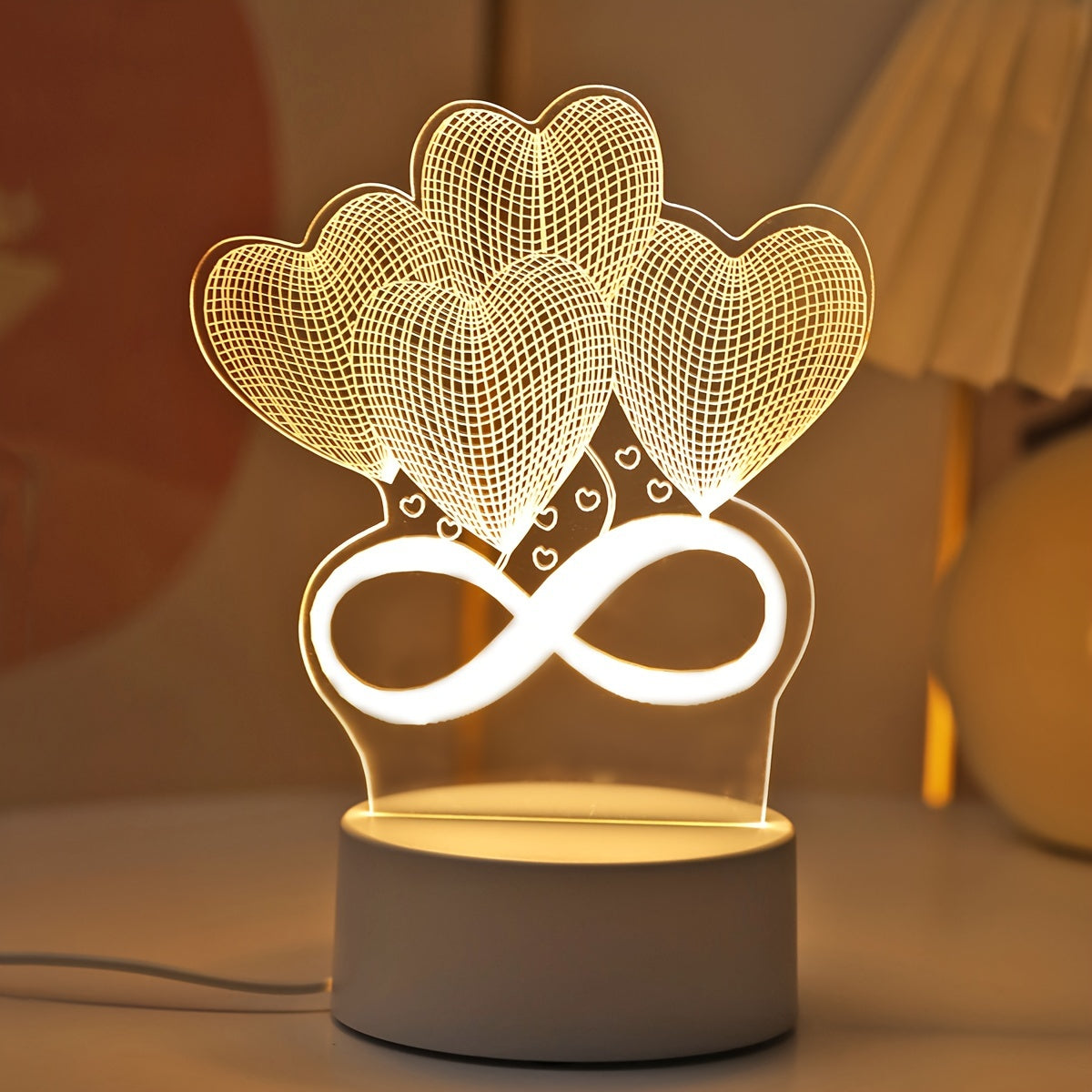 Heart-shaped Infinity 3D Acrylic Night Lamp