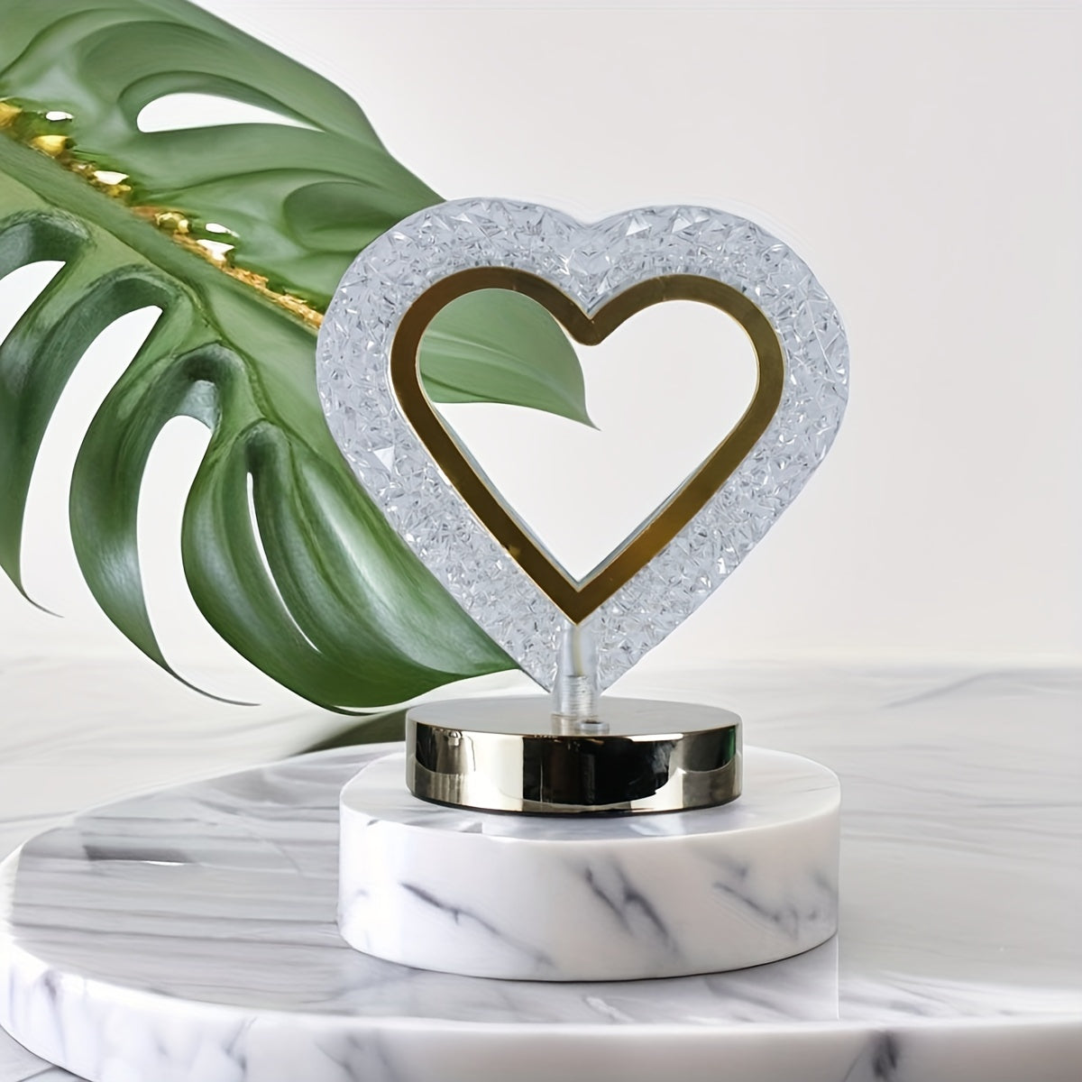 Heart Crystal Dimmable Desk Lamp with Touch Control