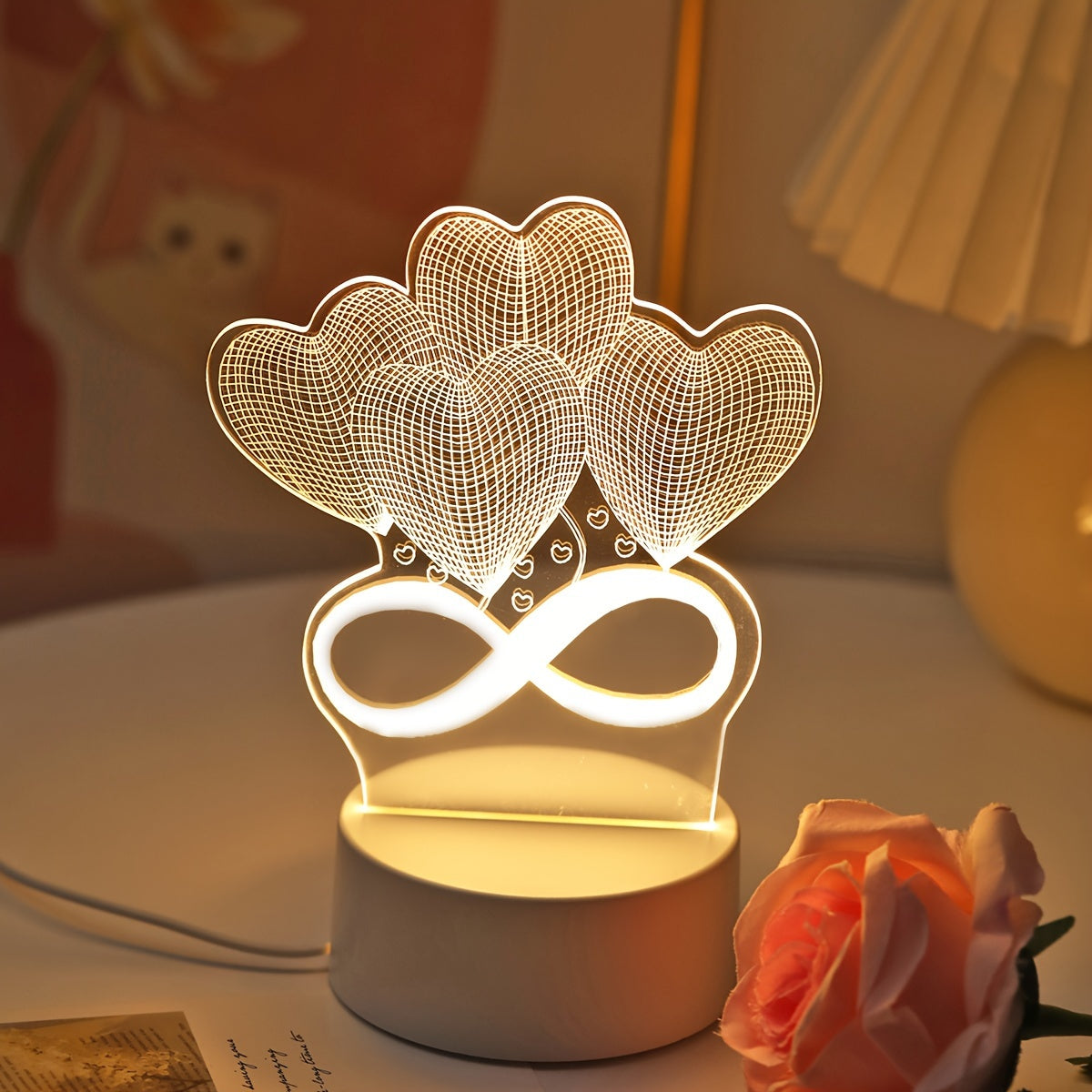 Heart-shaped Infinity 3D Acrylic Night Lamp