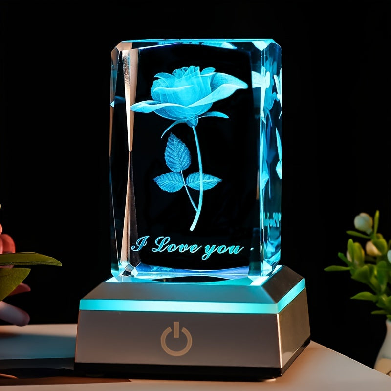 3D Rose Crystal LED Color Lamp