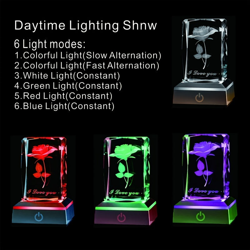 3D Rose Crystal LED Color Lamp