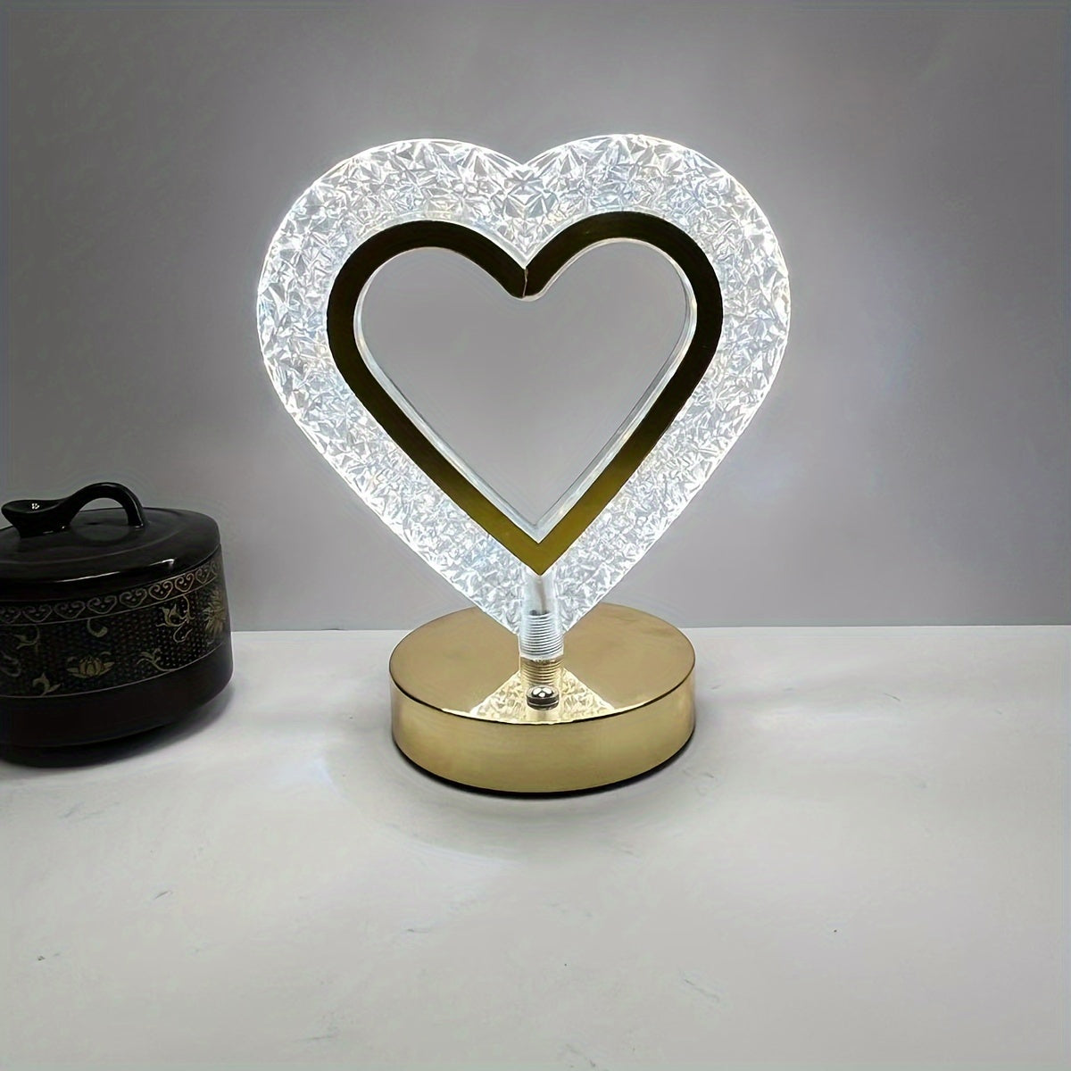 Heart Crystal Dimmable Desk Lamp with Touch Control